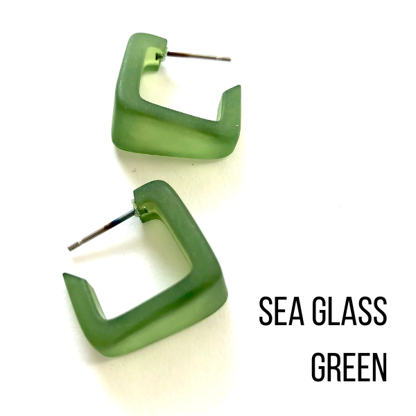 Bermuda Hoop Earrings Sea Glass Green Bermuda Hoops by Leetie Lovendale | Fleurcouture