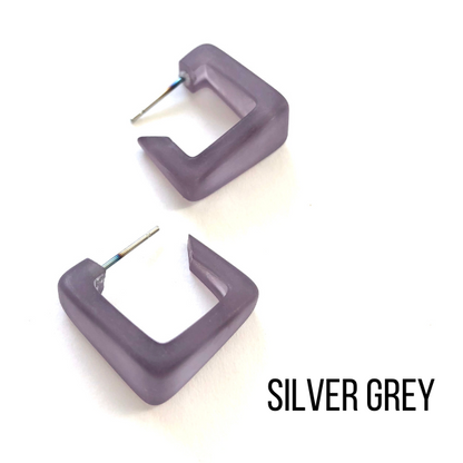 Bermuda Hoop Earrings Silver Grey Bermuda Hoops by Leetie Lovendale | Fleurcouture