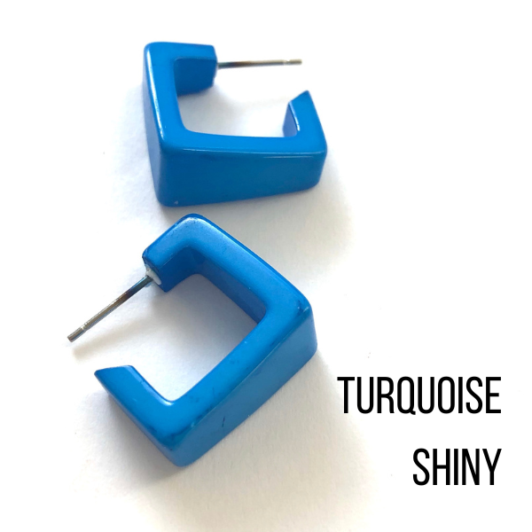 Bermuda Hoop Earrings Turquoise Shiny Bermuda Hoops by Leetie Lovendale | Fleurcouture