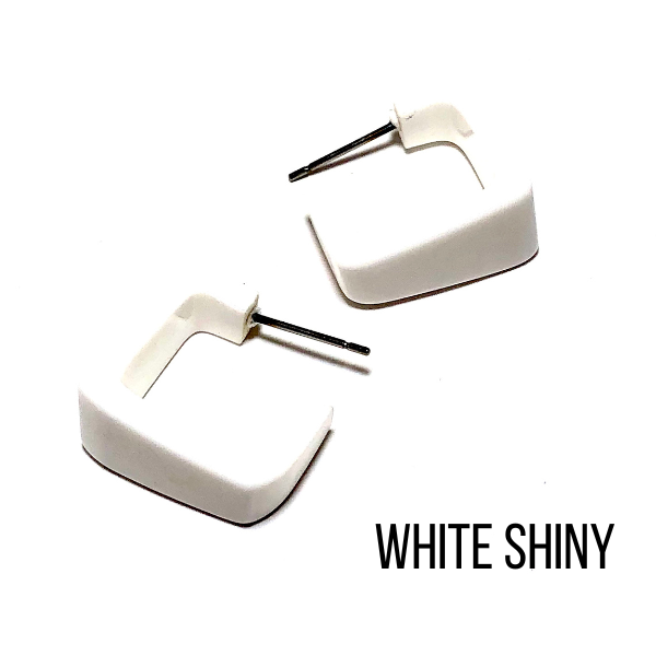 Bermuda Hoop Earrings White Shiny Bermuda Hoops by Leetie Lovendale | Fleurcouture