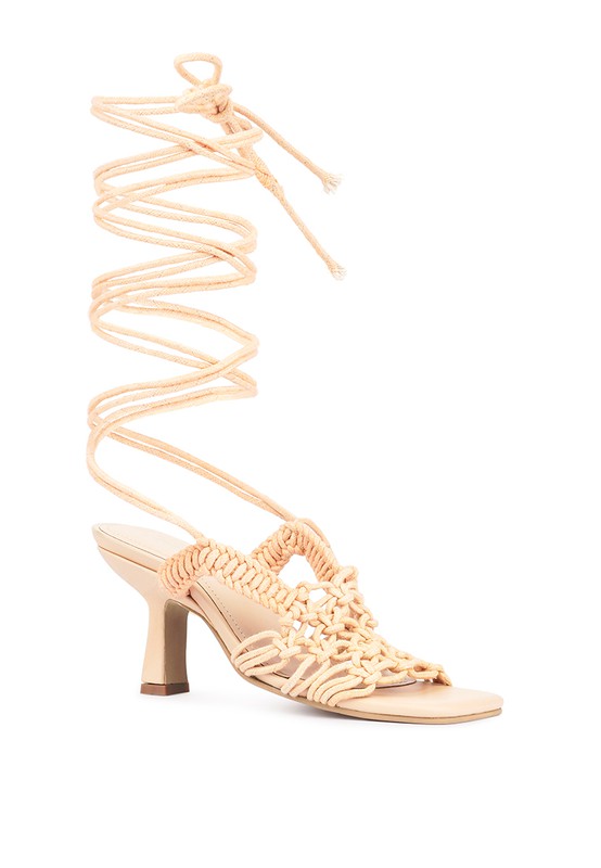 BEROE Braided Handcrafted Lace Up Sandal Latte 5 by Rag Company | Fleurcouture