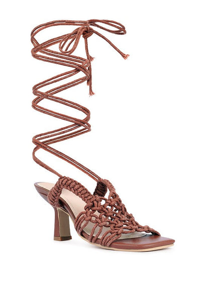 BEROE Braided Handcrafted Lace Up Sandal Mocca 5 by Rag Company | Fleurcouture