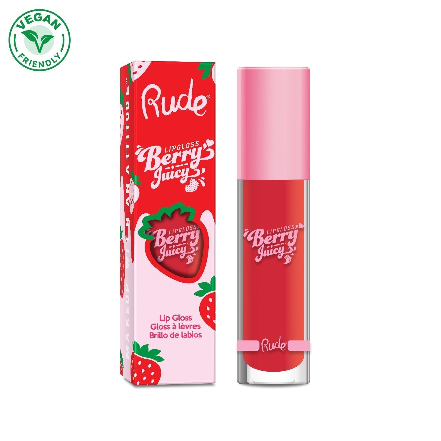 Berry Juicy Lip Gloss Coral Kiss Lip Gloss by Rude Cosmetics | Fleurcouture