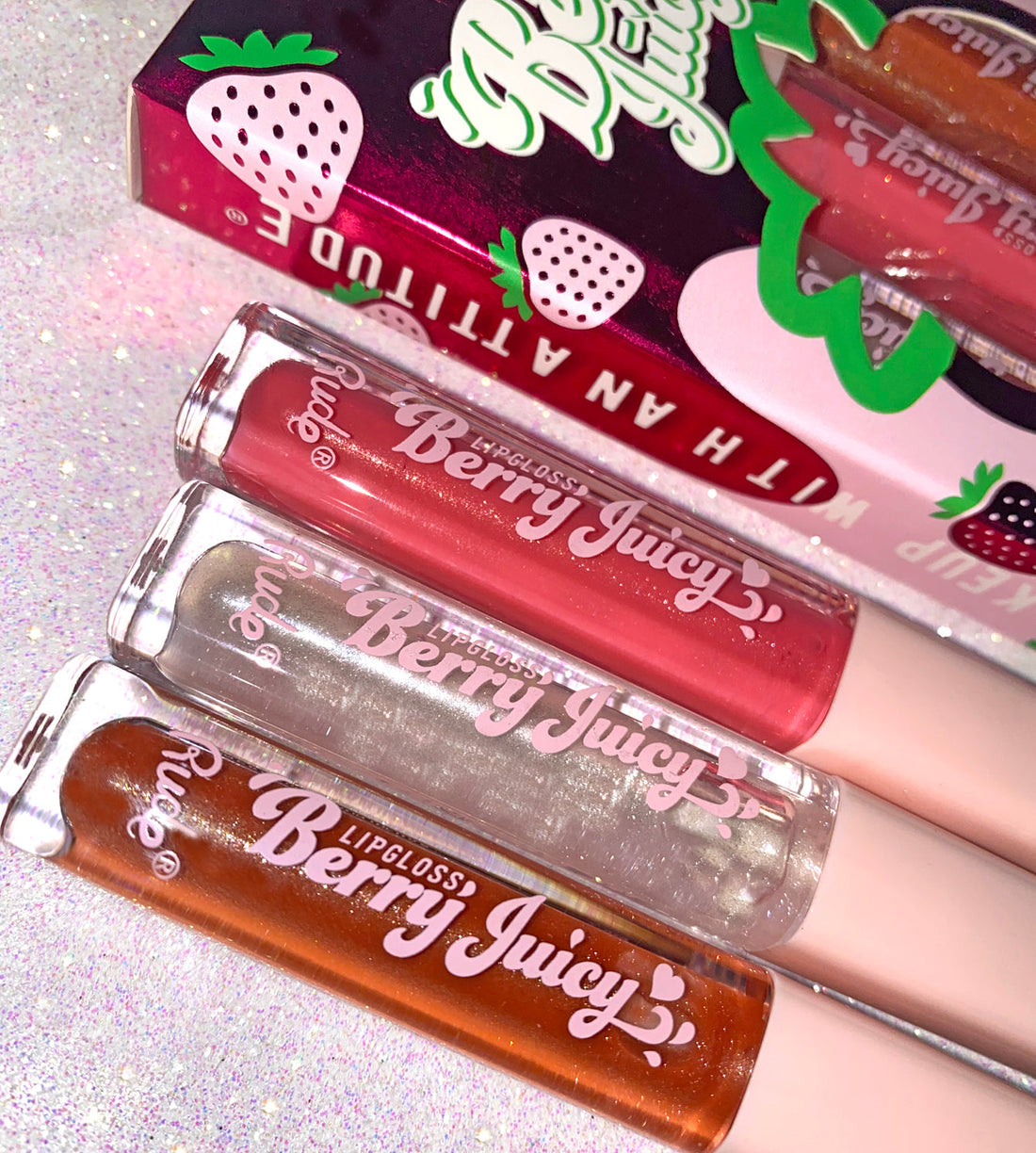 Berry Juicy Lip Gloss Set Shimmer Lip Gloss by Rude Cosmetics | Fleurcouture