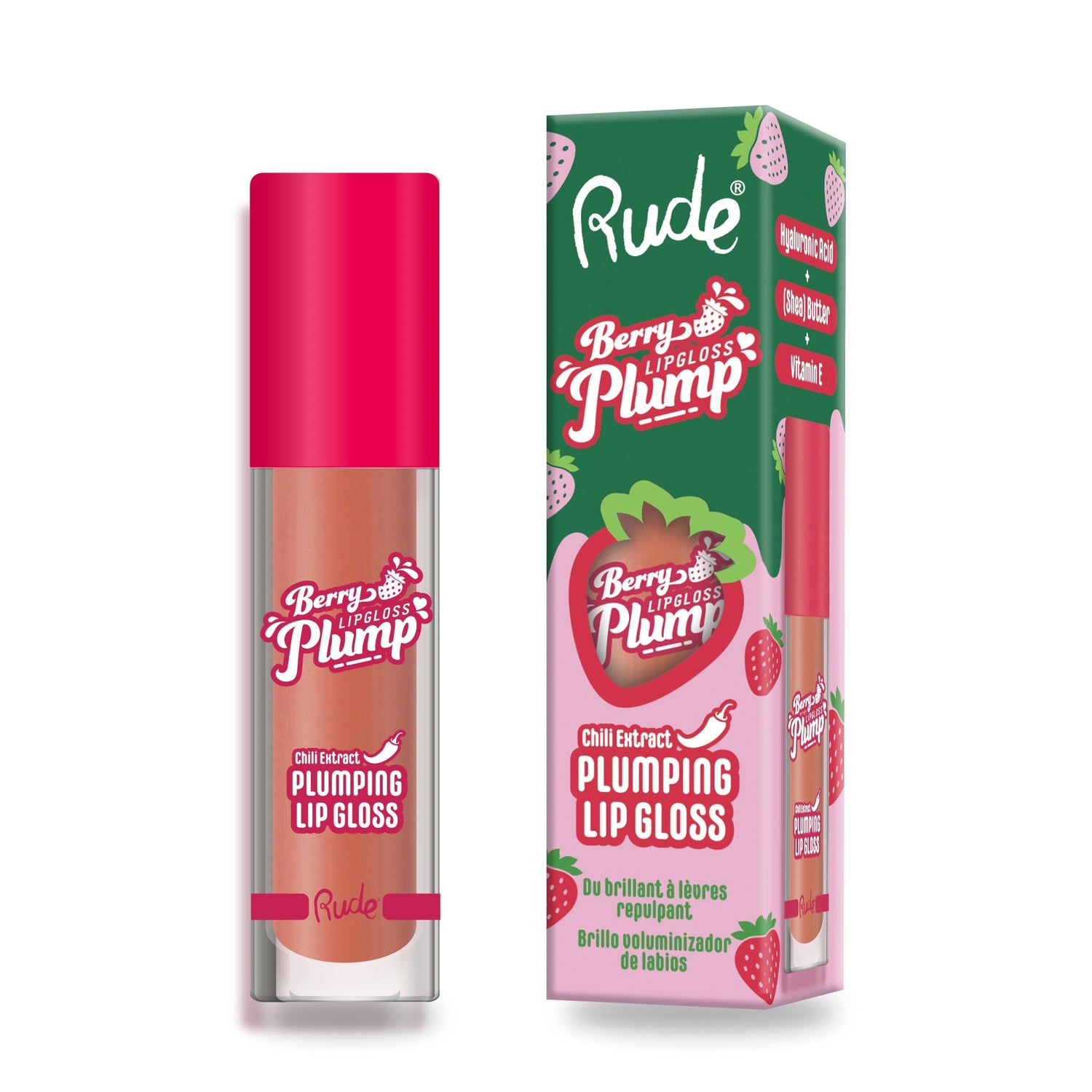 Berry Plump Plumping Lip Gloss Bare Lip Gloss by Rude Cosmetics | Fleurcouture