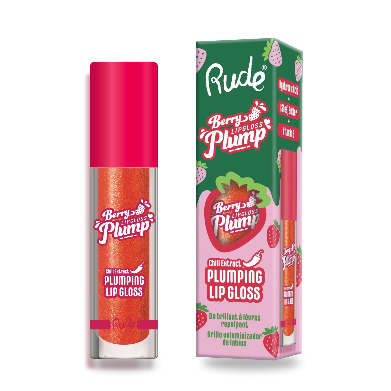 Berry Plump Plumping Lip Gloss Cherry Bomb Lip Gloss by Rude Cosmetics | Fleurcouture