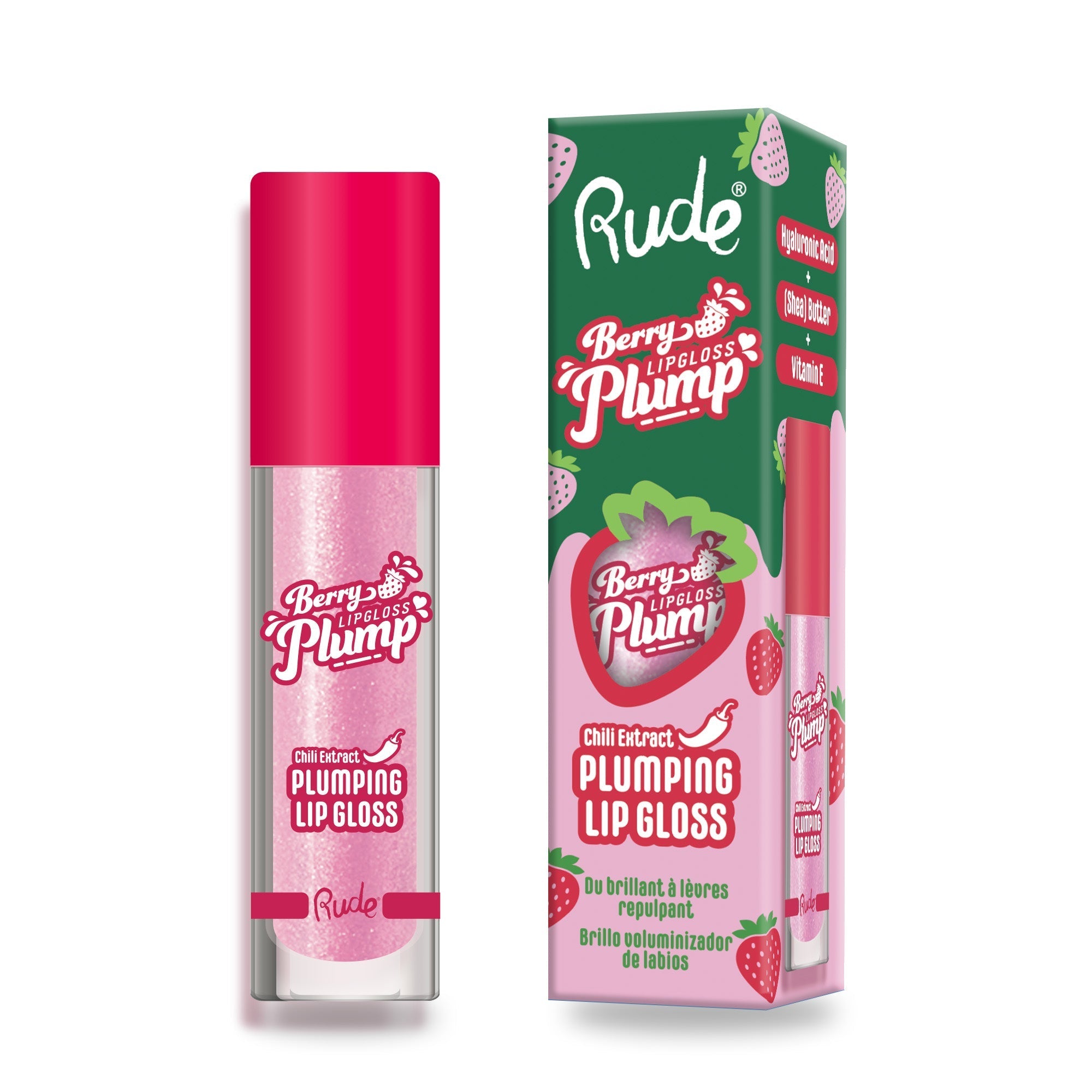 Berry Plump Plumping Lip Gloss Pink Sugar Lip Gloss by Rude Cosmetics | Fleurcouture