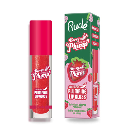 Berry Plump Plumping Lip Gloss Strawberry Kiss Lip Gloss by Rude Cosmetics | Fleurcouture