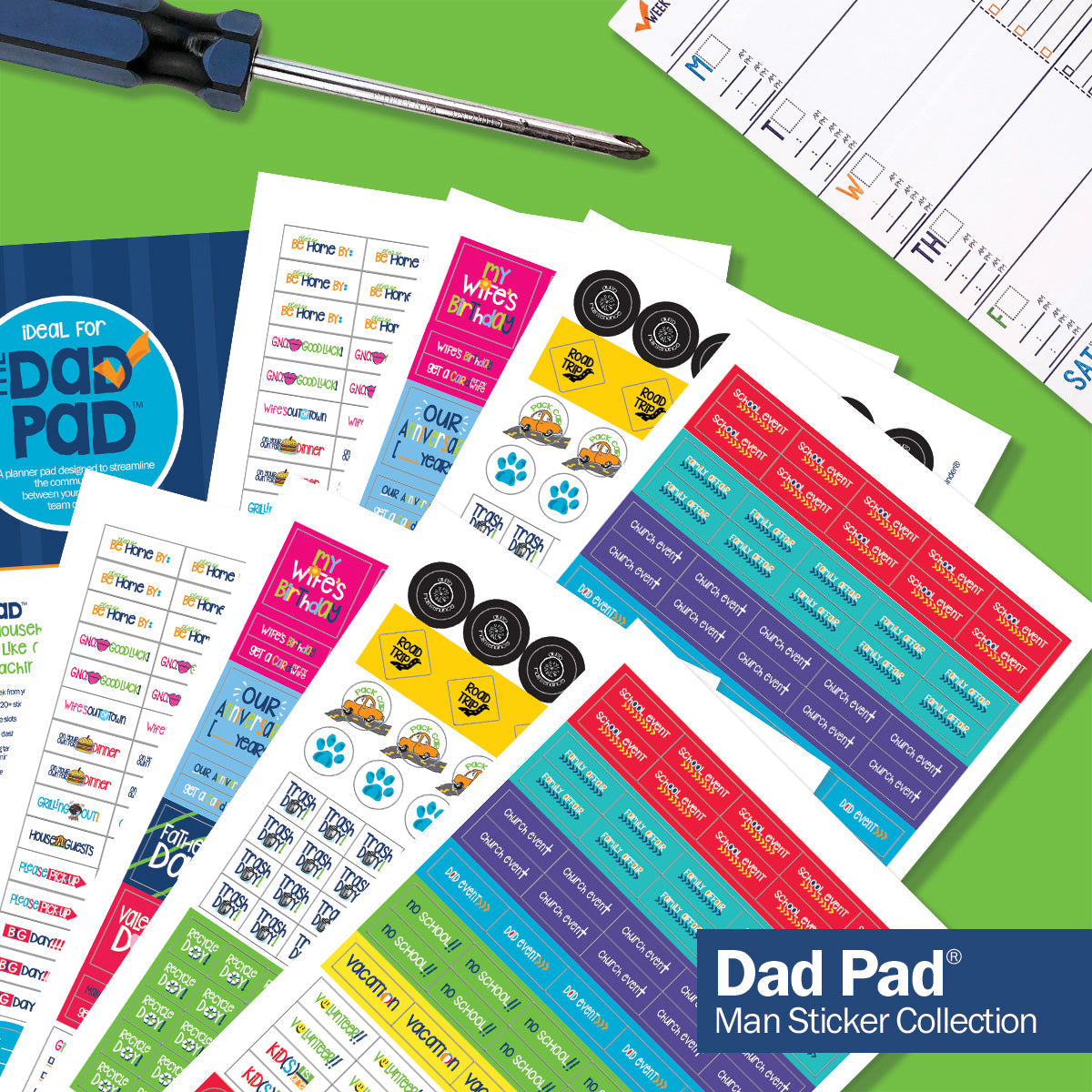 Best Planner Stickers | Family, Work, To-Dos, Events, Goals | 8 Styles Dad Pad Man Stickers Planner Stickers by Denise Albright® | Fleurcouture