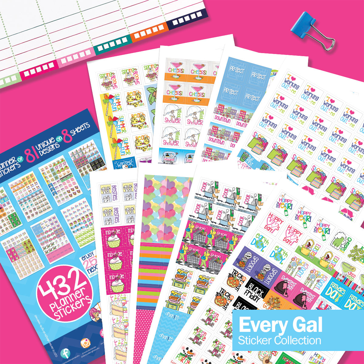 Best Planner Stickers | Family, Work, To-Dos, Events, Goals | 8 Styles Every Gal Planner Stickers by Denise Albright® | Fleurcouture