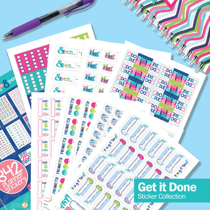 Best Planner Stickers | Family, Work, To-Dos, Events, Goals | 8 Styles Get it Done Planner Stickers by Denise Albright® | Fleurcouture