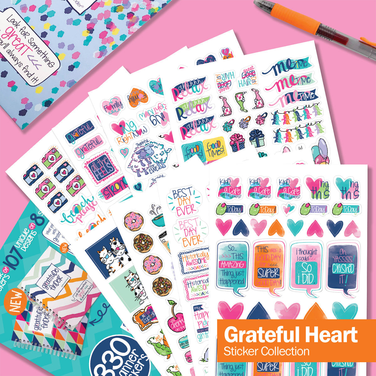 Best Planner Stickers | Family, Work, To-Dos, Events, Goals | 8 Styles Grateful Heart Planner Stickers by Denise Albright® | Fleurcouture