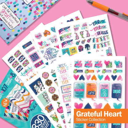 Best Planner Stickers | Family, Work, To-Dos, Events, Goals | 8 Styles Grateful Heart Planner Stickers by Denise Albright® | Fleurcouture