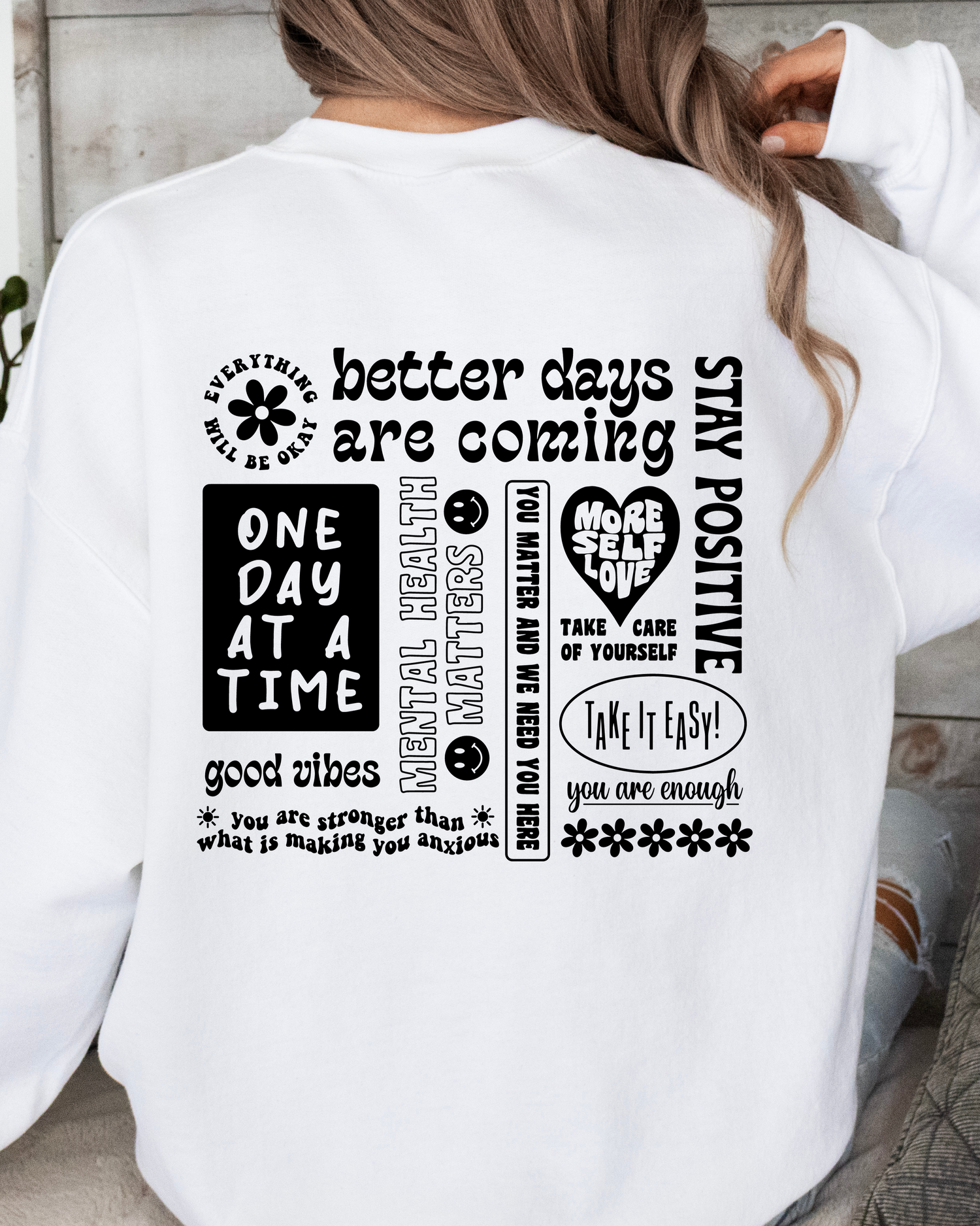 BETTER DAYS POSITIVE VIBES SWEATSHIRT by LL | Fleurcouture