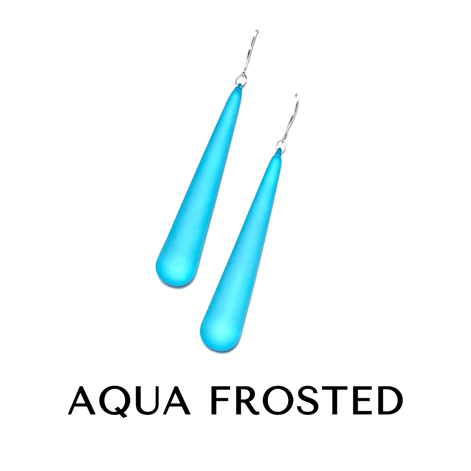 Bijoux Teardrop Earrings 24k frosted gold plated Aqua Frosted TD Long Drop Earrings by Leetie Lovendale | Fleurcouture