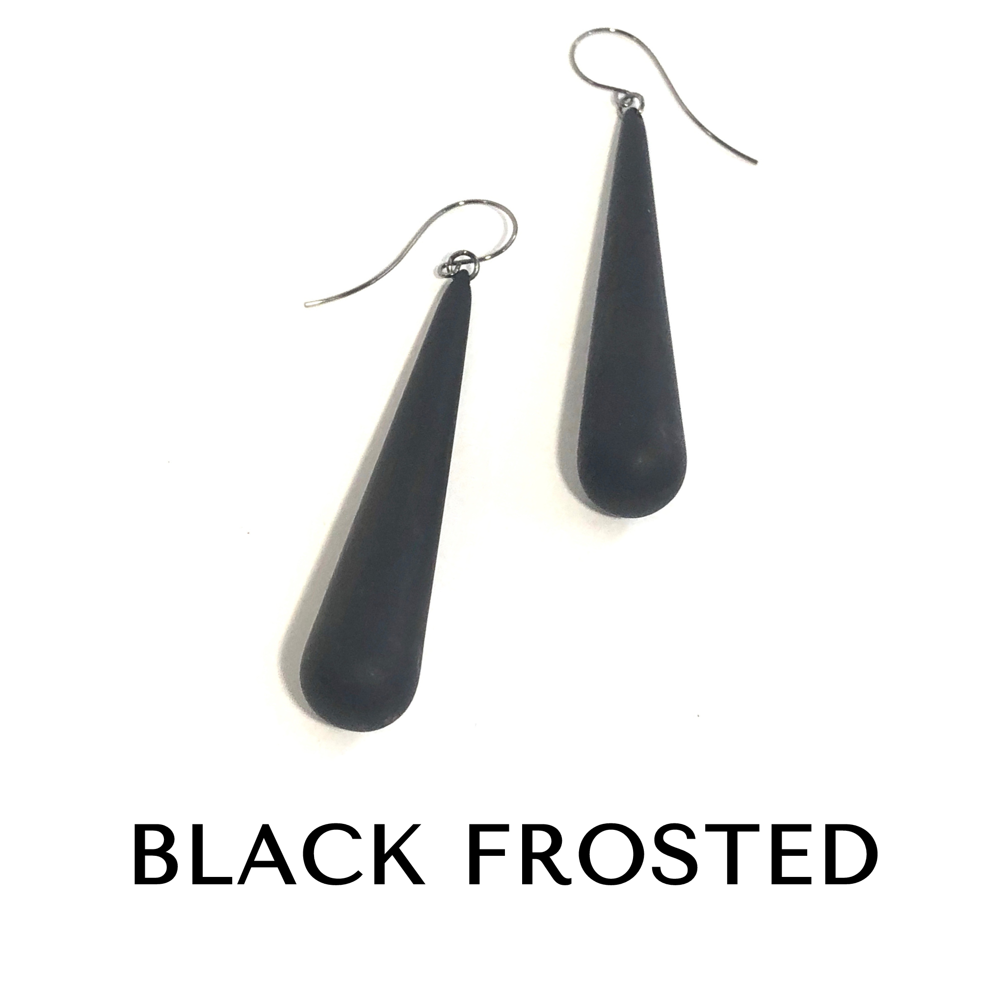 Bijoux Teardrop Earrings 24k frosted gold plated Black Frosted TD Long Drop Earrings by Leetie Lovendale | Fleurcouture