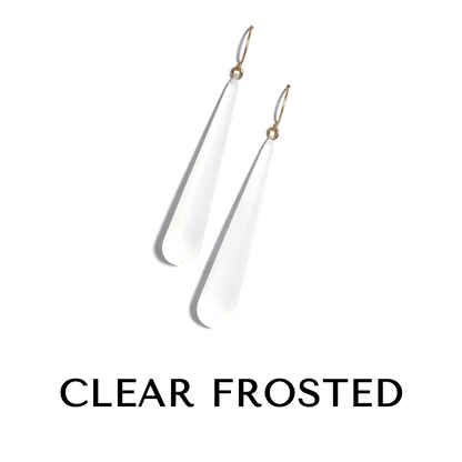 Bijoux Teardrop Earrings 24k frosted gold plated Clear Frosted TD Long Drop Earrings by Leetie Lovendale | Fleurcouture