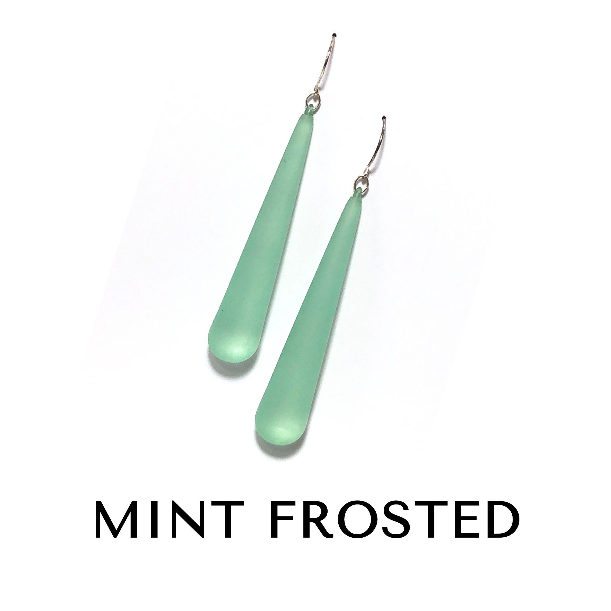 Bijoux Teardrop Earrings 24k frosted gold plated Mint Frosted TD Long Drop Earrings by Leetie Lovendale | Fleurcouture