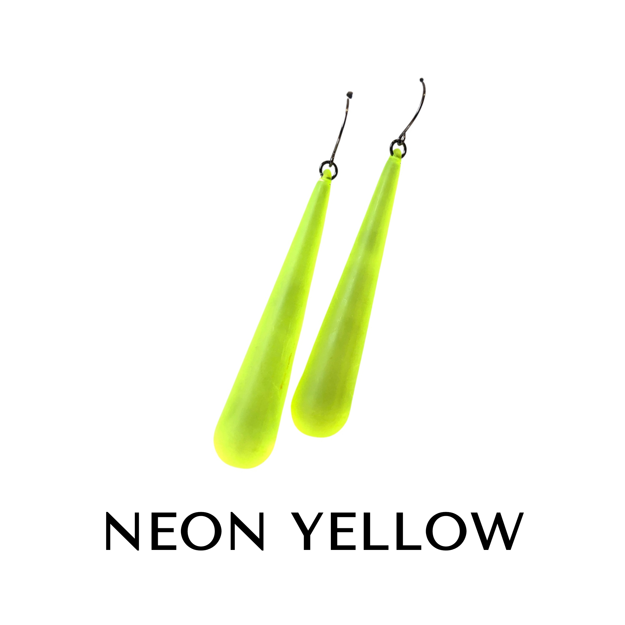 Bijoux Teardrop Earrings 24k frosted gold plated Neon Yellow Frosted TD Long Drop Earrings by Leetie Lovendale | Fleurcouture