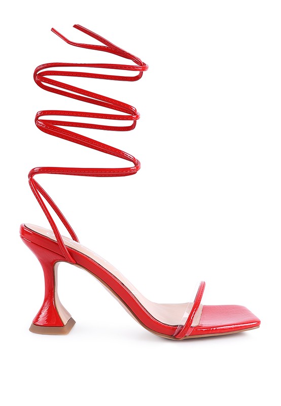 BITEN BERRY SPOOL HEELED LACE UP SANDAL by Rag Company | Fleurcouture