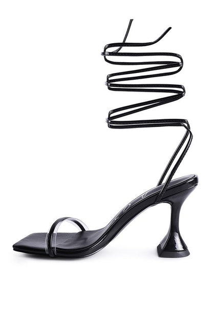 BITEN BERRY SPOOL HEELED LACE UP SANDAL by Rag Company | Fleurcouture