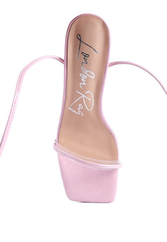 BITEN BERRY SPOOL HEELED LACE UP SANDAL by Rag Company | Fleurcouture