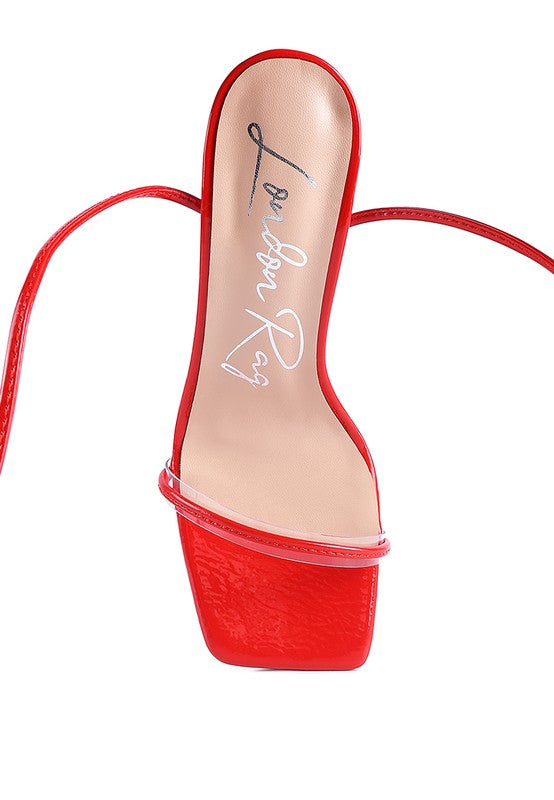 BITEN BERRY SPOOL HEELED LACE UP SANDAL by Rag Company | Fleurcouture