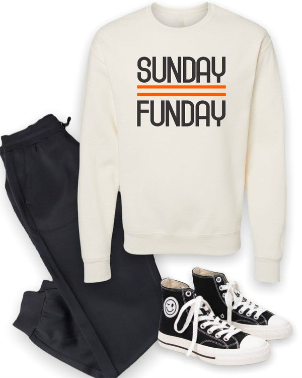 Black and Orange Sunday Funday Crewneck Sweatshirt Cream L by Ocean and 7th | Fleurcouture