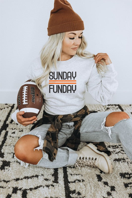 Black and Orange Sunday Funday Crewneck Sweatshirt by Ocean and 7th | Fleurcouture