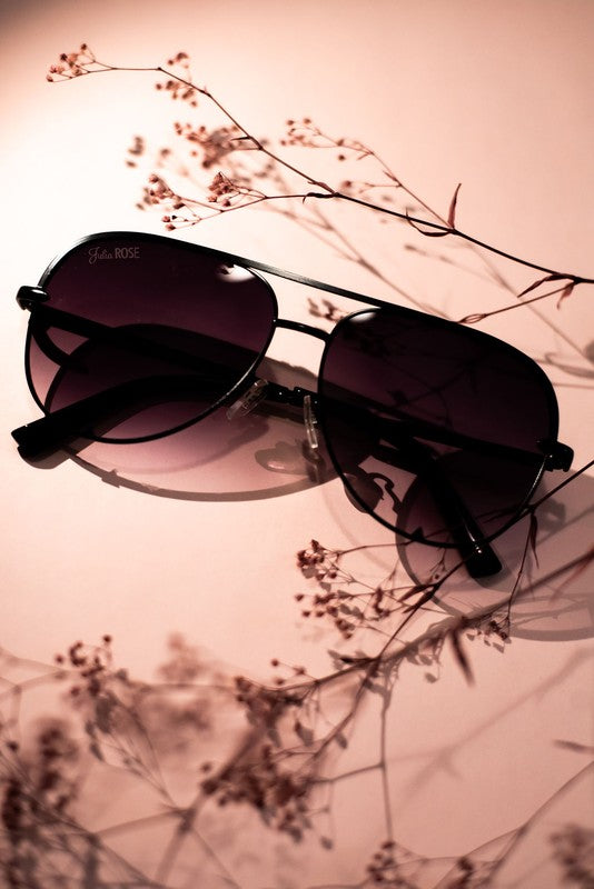 Black Black Unisex Aviator Sunglasses Black + Black os by Julia Rose | Fleurcouture