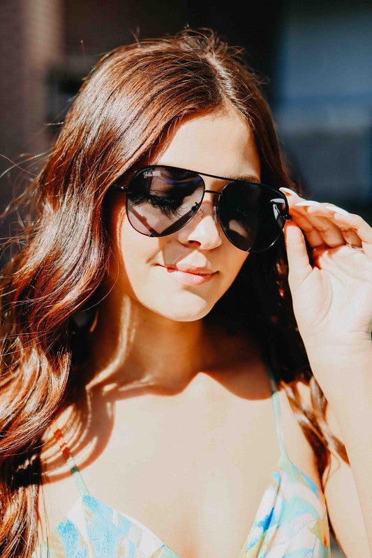 Black Black Unisex Aviator Sunglasses Black + Black os by Julia Rose | Fleurcouture