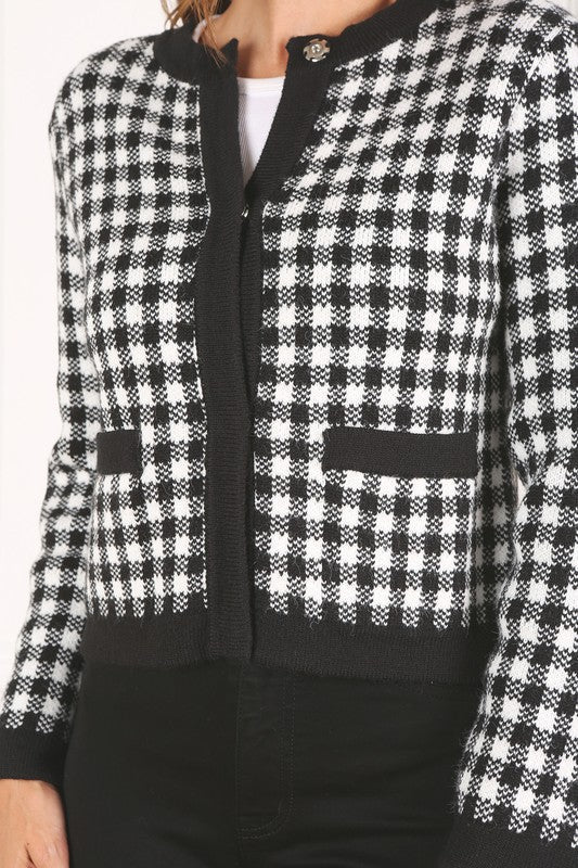 Black check knitted jacket Black check by Lilou | Fleurcouture