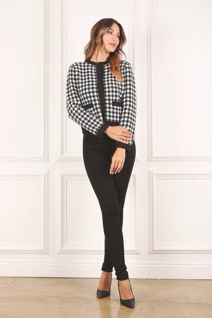 Black check knitted jacket Black check by Lilou | Fleurcouture