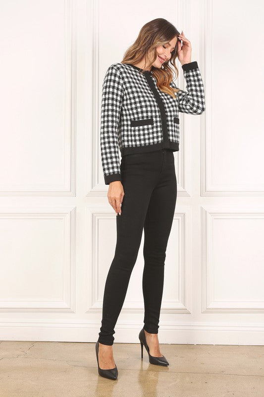 Black check knitted jacket Black check by Lilou | Fleurcouture