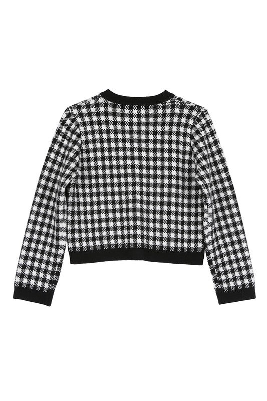 Black check knitted jacket Black check by Lilou | Fleurcouture