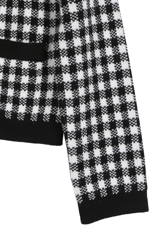 Black check knitted jacket Black check by Lilou | Fleurcouture