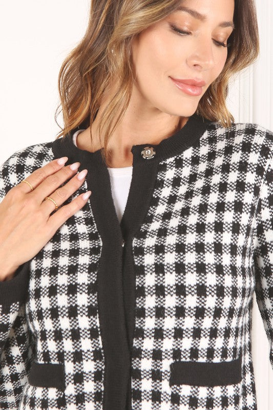 Black check knitted jacket Black check by Lilou | Fleurcouture