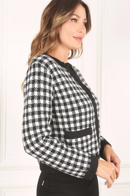 Black check knitted jacket Black check by Lilou | Fleurcouture