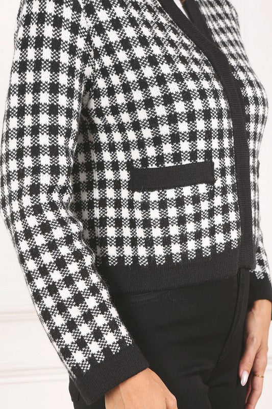 Black check knitted jacket Black check by Lilou | Fleurcouture