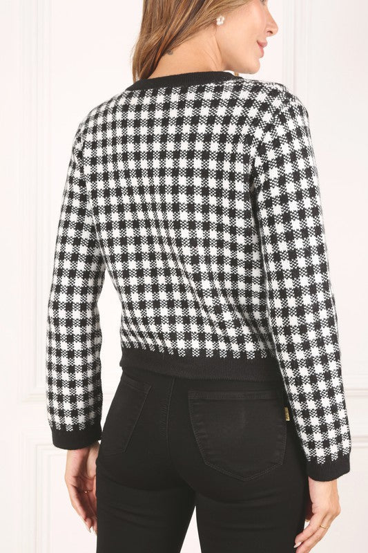 Black check knitted jacket Black check by Lilou | Fleurcouture