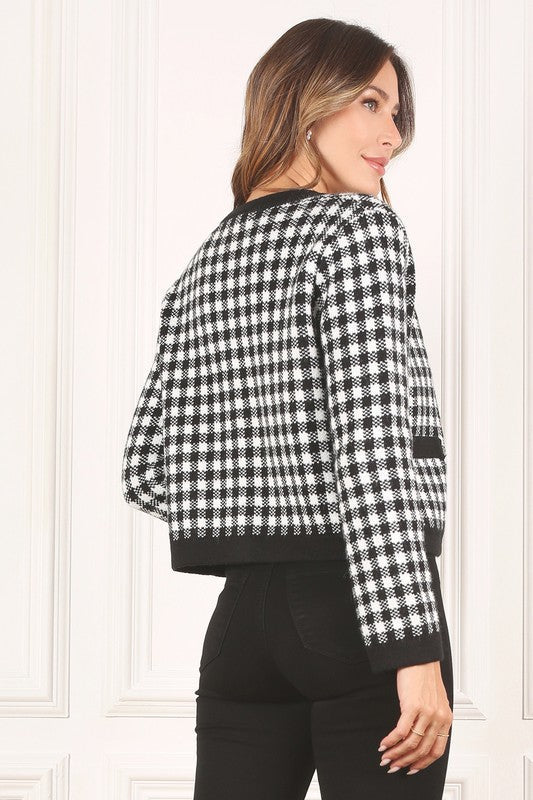 Black check knitted jacket Black check by Lilou | Fleurcouture