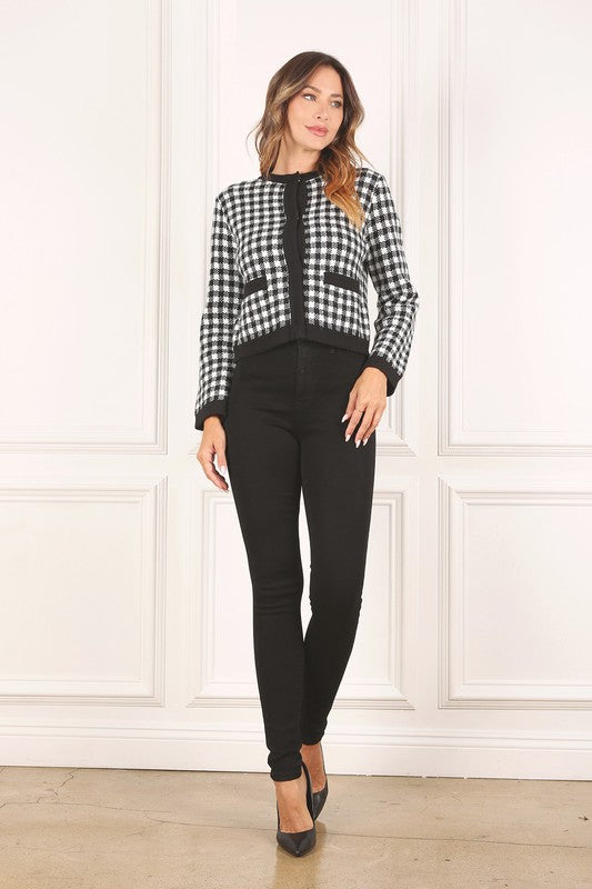 Black check knitted jacket Black check by Lilou | Fleurcouture