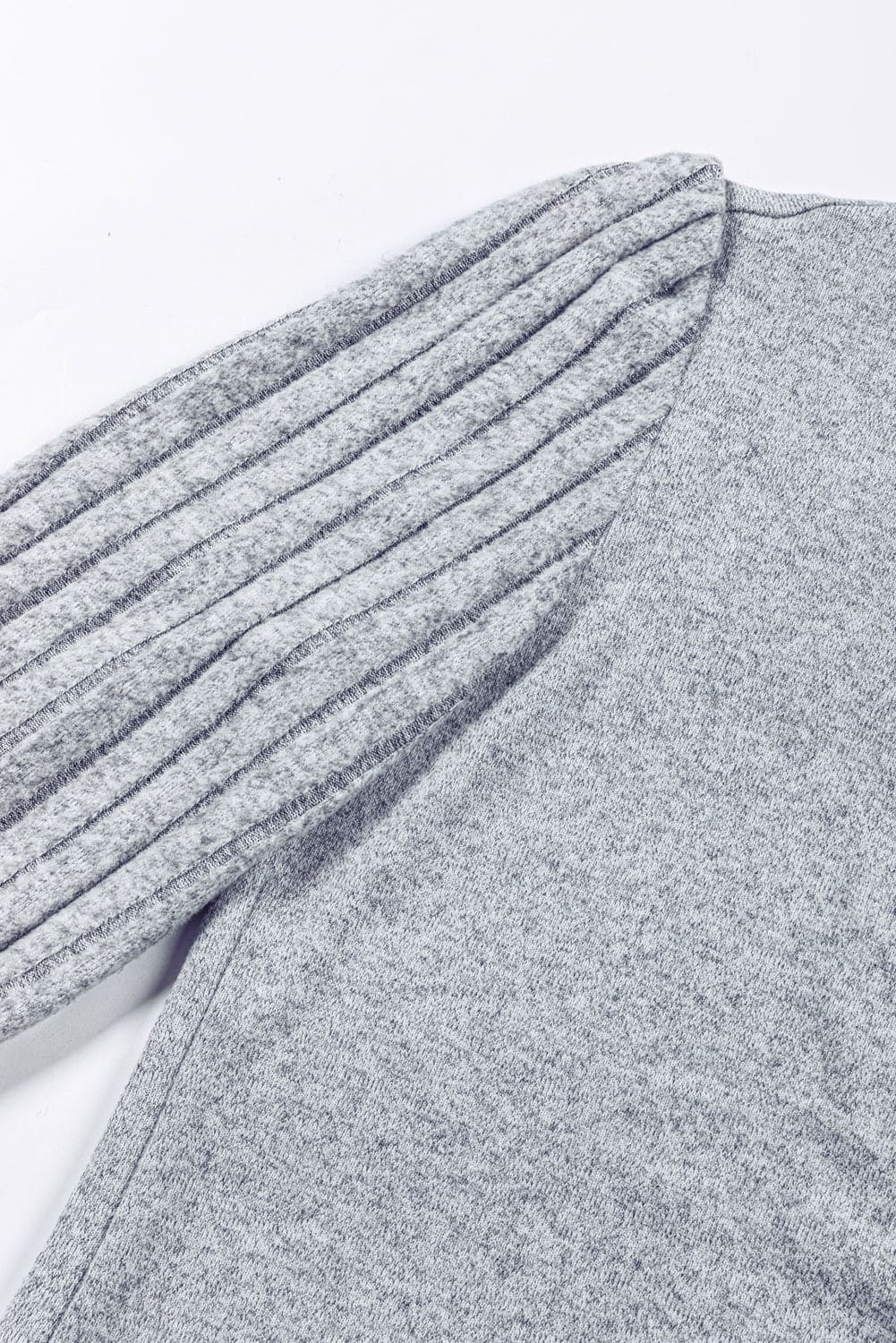 Black Contrast Ribbed Bishop Sleeve Top 95%Polyester+5%Elastane Tops by Fleurcouture | Fleurcouture