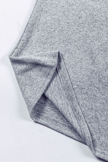 Black Contrast Ribbed Bishop Sleeve Top 95%Polyester+5%Elastane Tops by Fleurcouture | Fleurcouture