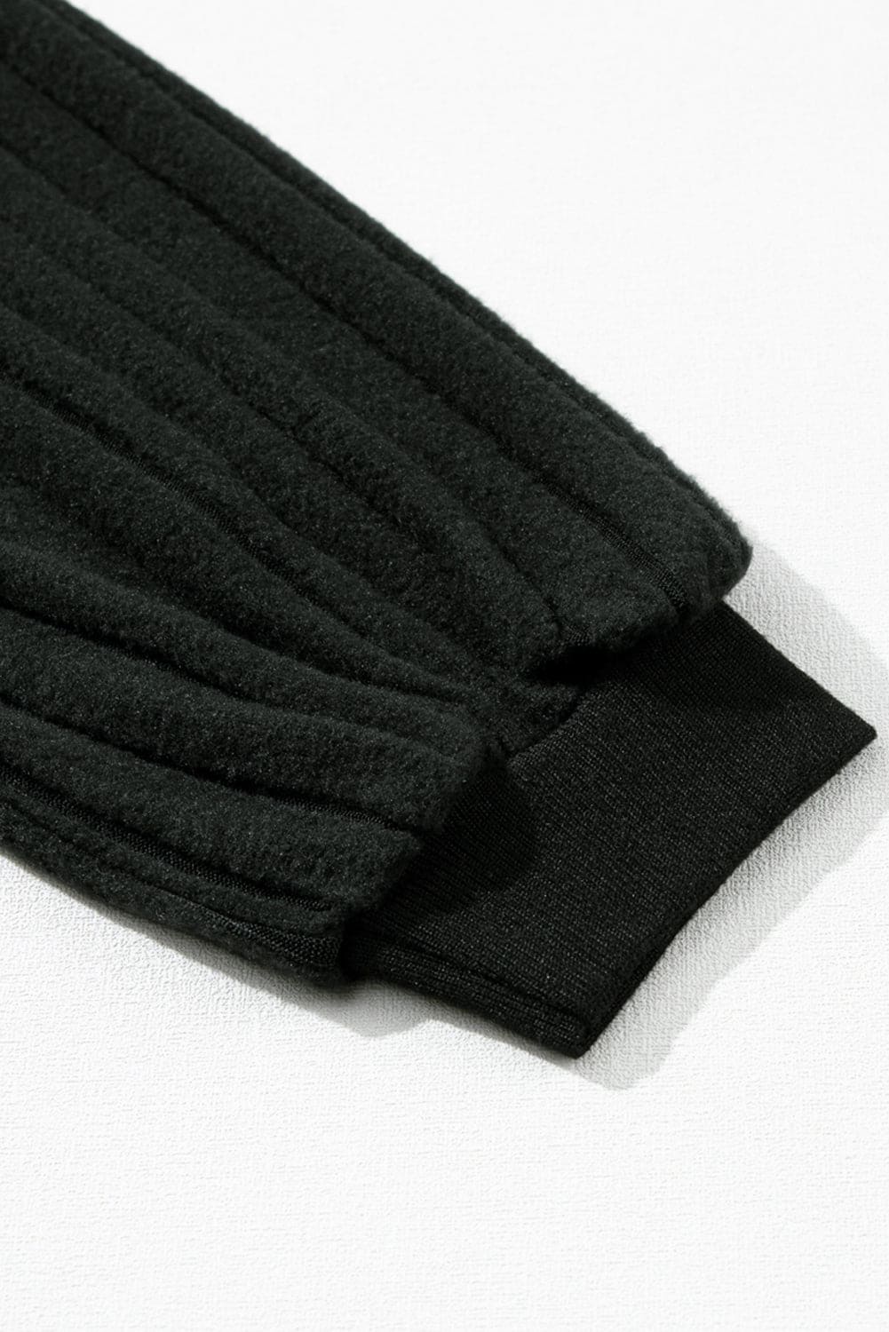 Black Contrast Ribbed Bishop Sleeve Top 95%Polyester+5%Elastane Tops by Fleurcouture | Fleurcouture