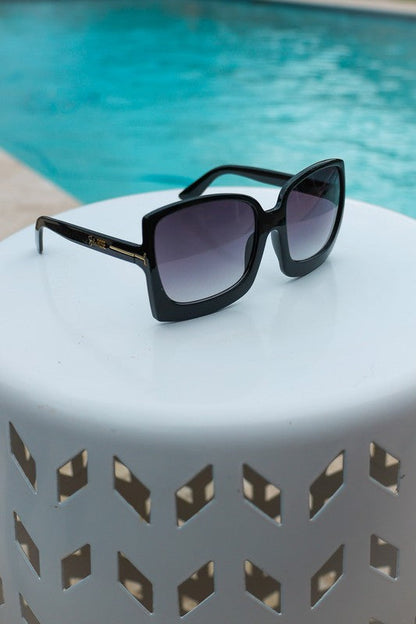 Black Gray Megan Oversized Gradient Sunglasses Black + Gray os by Julia Rose | Fleurcouture