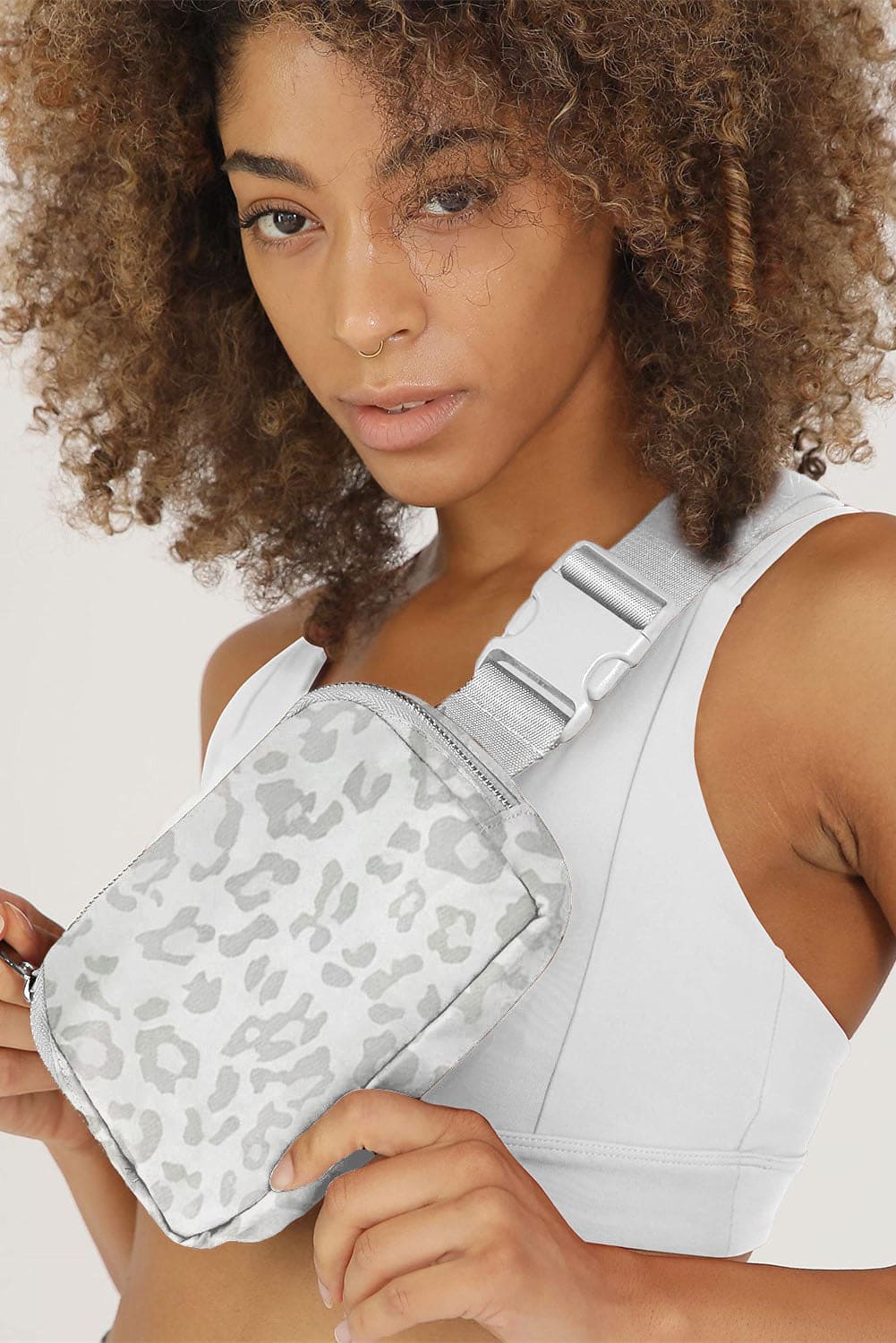 Black Leopard Print Buckle Canvas Chest Bag 20*5*14cm ONE SIZE 100%PU Shoes &amp; Bags by Fleurcouture | Fleurcouture