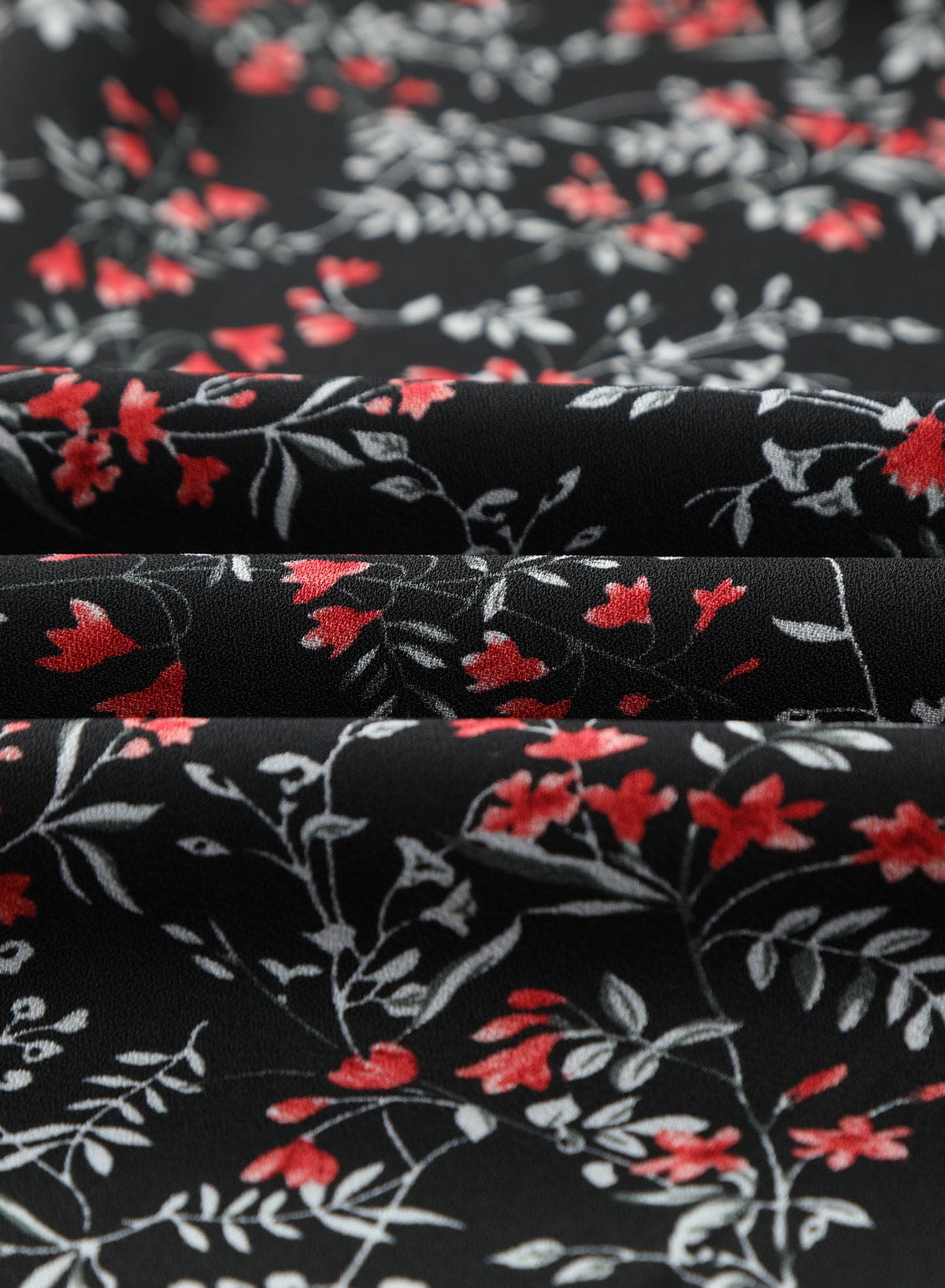 Black Multicolor Floral Ruffled Crop Top and Maxi Skirt Set 100%Polyester Two Piece Sets by Fleurcouture | Fleurcouture