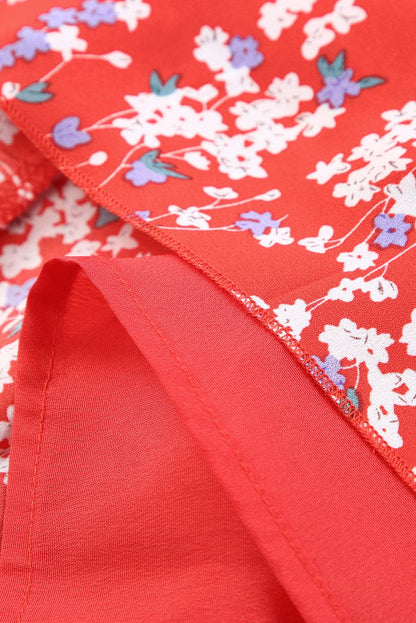 Black Multicolor Floral Ruffled Crop Top and Maxi Skirt Set 100%Polyester Two Piece Sets by Fleurcouture | Fleurcouture