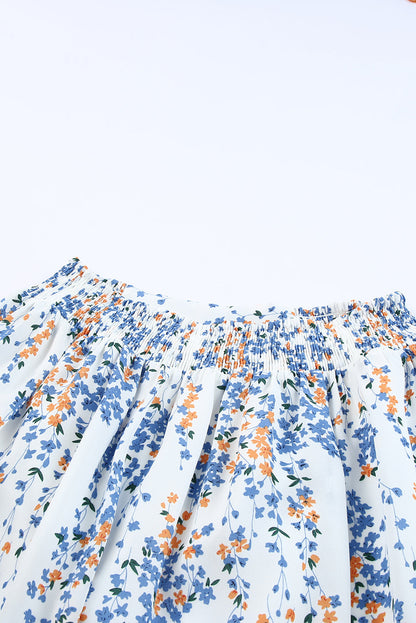 Black Multicolor Floral Ruffled Crop Top and Maxi Skirt Set 100%Polyester Two Piece Sets by Fleurcouture | Fleurcouture